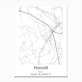 Hoeselt,Belgium Minimalist Map Canvas Print