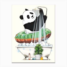 Panda In The Shower Canvas Print