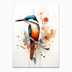 Bird Painting Collage Kingfisher 1 Canvas Print