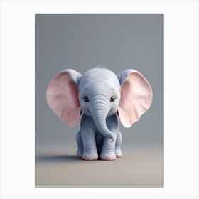 Cute Baby Elephant Nursery Ilustration (32) Canvas Print
