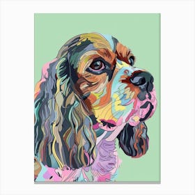 Pastel English Toy Spaniel Dog Pastel Line Illustration  3 Canvas Print
