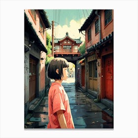 Anime Girl In Alleyway Canvas Print