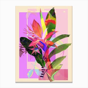 Heliconia 3 Neon Flower Collage Canvas Print