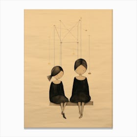 Two Girls On Swings Canvas Print