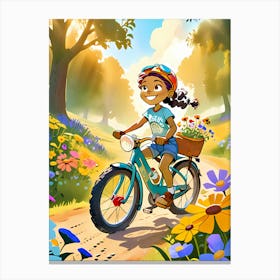 Girl On A Bike Canvas Print