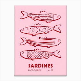 Sardines in Pink and Red Canvas Print