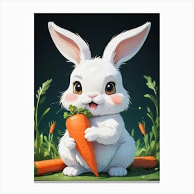 Rabbit With Carrots Canvas Print