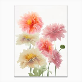 Dahlia Flowers Acrylic Painting In Pastel Colours 6 Canvas Print