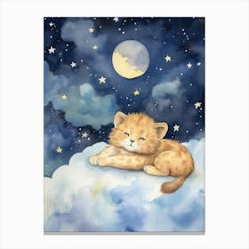 Baby Lion Cub 1 Sleeping In The Clouds Canvas Print
