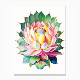 Sacred Lotus Decoupage 5 Canvas Print