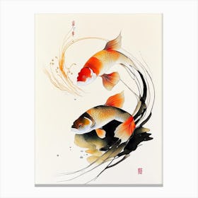 Kin Showa 1, Koi Fish Minimal Line Drawing Canvas Print