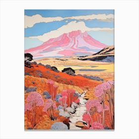 Mount Kilimanjaro Tanzania 1 Colourful Mountain Illustration Canvas Print