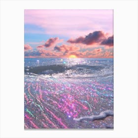 Pink Sunset Beach Dreamy Canvas Print