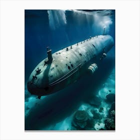 Submarine In The Ocean-Reimagined 18 Canvas Print