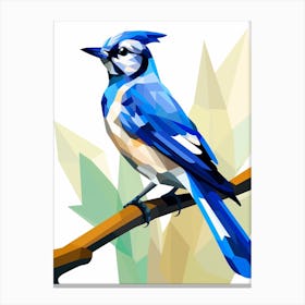 Colourful Geometric Bird Blue Jay 2 Canvas Print