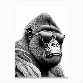 Gorilla In Jungle Gorillas Pencil Sketch 1 Canvas Print
