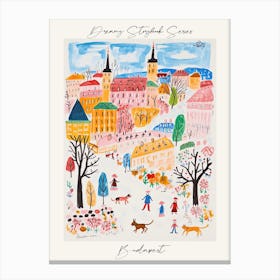 Poster Of Budapest, Dreamy Storybook Illustration 4 Canvas Print