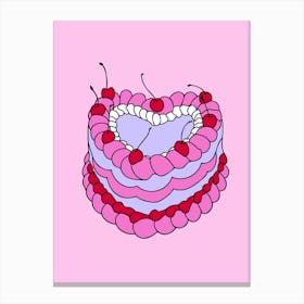 Heart Shaped Vintage Cake Print Canvas Print