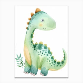 Cute Pachycephalosaurus Dinosaur Watercolour Canvas Print