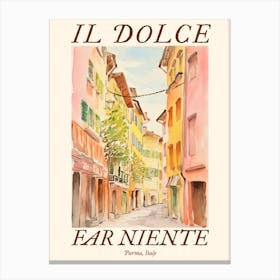 Il Dolce Far Niente Parma, Italy Watercolour Streets 2 Poster Canvas Print