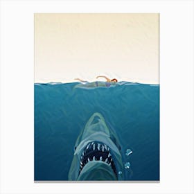 Funny Shark Eat Human Canvas Print