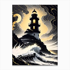 Lighthouse At Night 5 Canvas Print