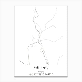 Edeleny,Hungary Minimalist Map Stampe su tela