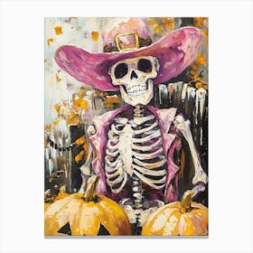 Skeleton In Pink Hat 3 Canvas Print