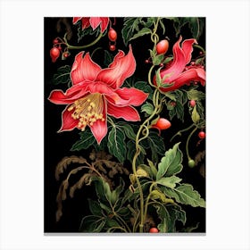 Christmas Cactus 4 William Morris Style Winter Florals Canvas Print
