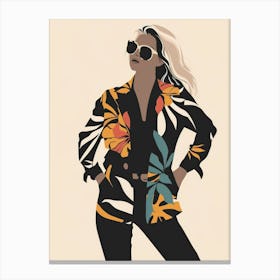 Woman In Floral Jacket Canvas Print