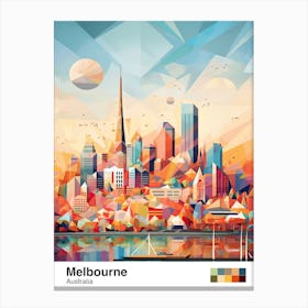 Melbourne, Australia, Geometric Illustration 3 Poster Canvas Print