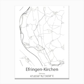 Efringen Kirchen,Germany Minimalist Map Canvas Print