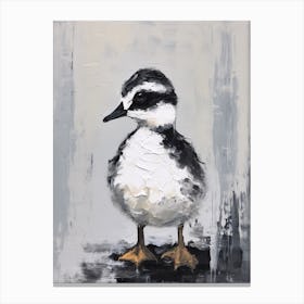 Black & Grey Abstract Duckling Gouache 1 Canvas Print