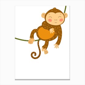 Monkey On A Tree Vector Illustration Canvas Print