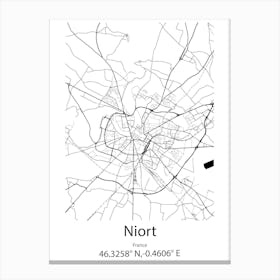 Niort,France Minimalist Map Canvas Print