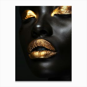 Black Woman With Gold Makeup Canvas Print