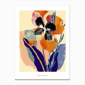 Colourful Flower Illustration Poster Wild Pansy 3 Canvas Print