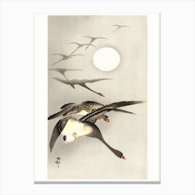 Geese At Full Moon (1930 1945), Ohara Koson Canvas Print
