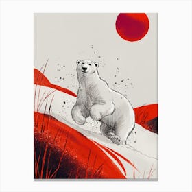 Polar Bear In The Snow Canvas Print