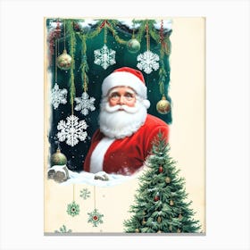 Santa Claus And Christmas Tree 1 Canvas Print