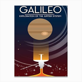 Galileo Exploration Of The Jupiter System Space Art Canvas Print