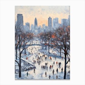 Winter City Park Painting Millennium Park Chicago 2 Canvas Print