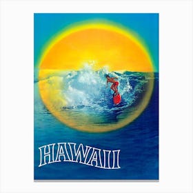 Hawaii, Sunset Surfer Canvas Print