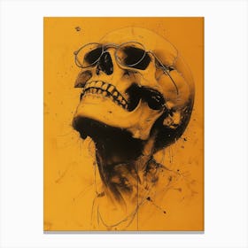 Skull Spectacle: A Frenzied Fusion of Deodato and Mahfood:Skull With Glasses Canvas Print