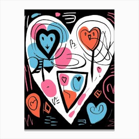 Abstract Heart Line Faces Canvas Print
