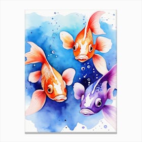 Twin Goldfish Watercolor Painting (22) Canvas Print