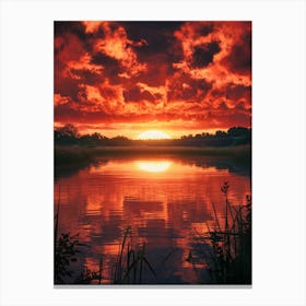 Sunset Over The Lake Canvas Print