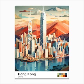 Hong Kong, China, Geometric Illustration 4 Poster Canvas Print