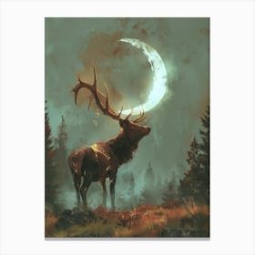 Deer In The Moonlight 11 Canvas Print