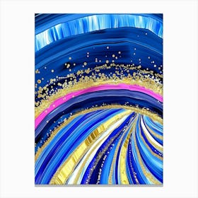 Abstract Blue And Gold Painting 6 Canvas Print